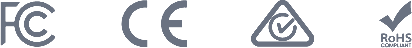 FCC, CE, RCM and RoHS certifications